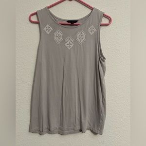 Light weight grey tank top with embroider pattern